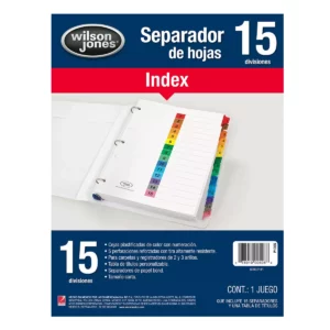 SEPARADOR CARTA INDEX 15 DIV P1365 ATADO DE 3 PZAS.