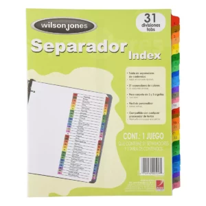SEPARADOR CARTA INDEX 31 DIV P1366 ATADO DE 2 PZAS.