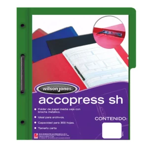 FOLDER CARTA ACCOPRESS M/C VERDE OB 4778 ATADO DE 10 PZAS.