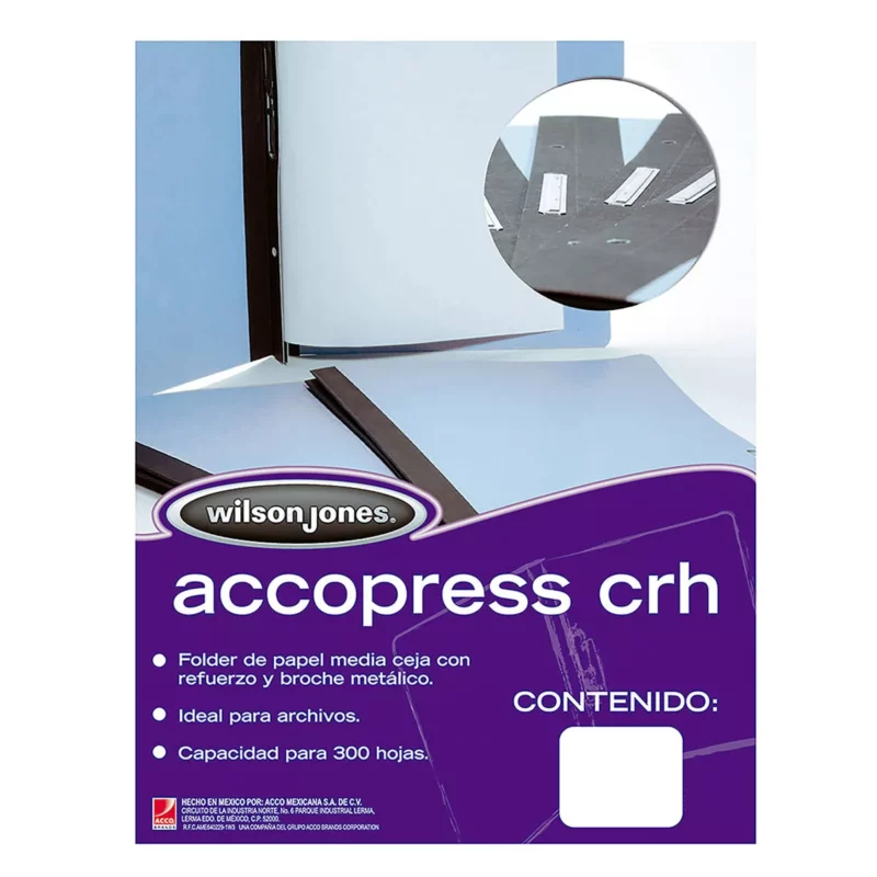 FOLDER OFICIO ACCOPRESS CRH AZUL CL 1195 ATADO DE 10 PZAS.