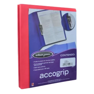 FOLDER CARTA ACCOGRIP PALANCA ROJO ATADO DE 4 PZAS.