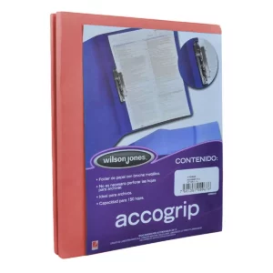 FOLDER CARTA ACCOGRIP PALANCA CAOBA ATADO DE 4 PZAS.