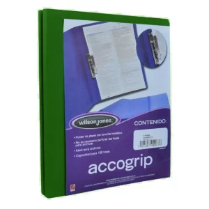 FOLDER CARTA ACCOGRIP PALANCA VERDE OBSCURO ATADO DE 4 PZAS.
