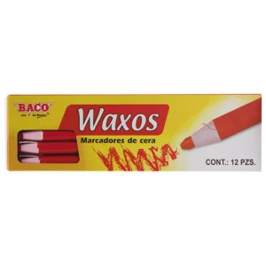 MARCADOR DE CERA WAXOS ROJO ATADO DE 12 PZAS.