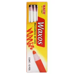 MARCADOR DE CERA WAXOS BLANCO ATADO DE 12 PZAS.