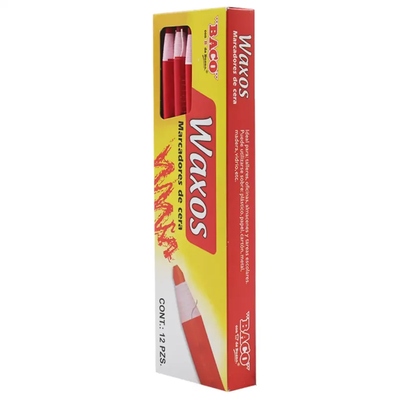 MARCADOR DE CERA WAXOS ROJO ATADO DE 12 PZAS. - Imagen 2