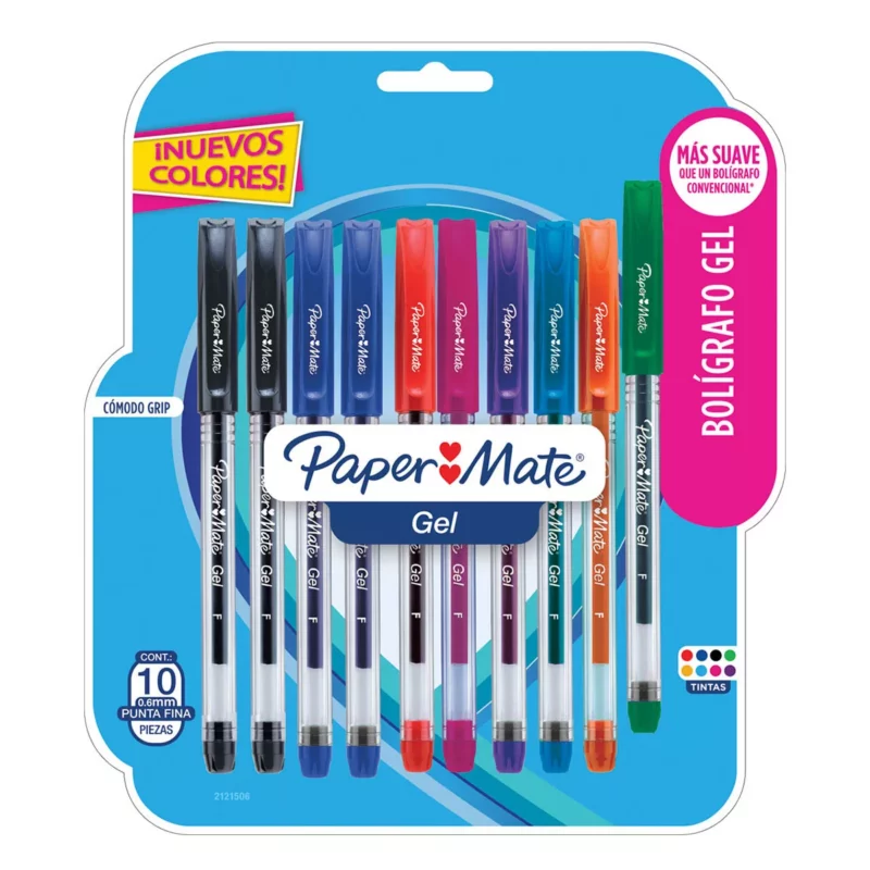 BOLIGRAFO GEL PAPER MATE C/10 2121506 ATADO DE 2 PZAS.