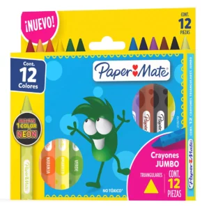 CRAYON PAPER MATE C/12 TRIANGULAR GRUESO ATADO DE 3 PZAS.