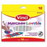 MARCADOR LAVABLE VINCI C/12 COL 37412 ATADO DE 2 PZAS.