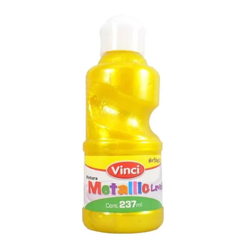 PINTURA PARA DEDOS METALICA 237ML AMARILLO. ATADO DE 2 PZAS.