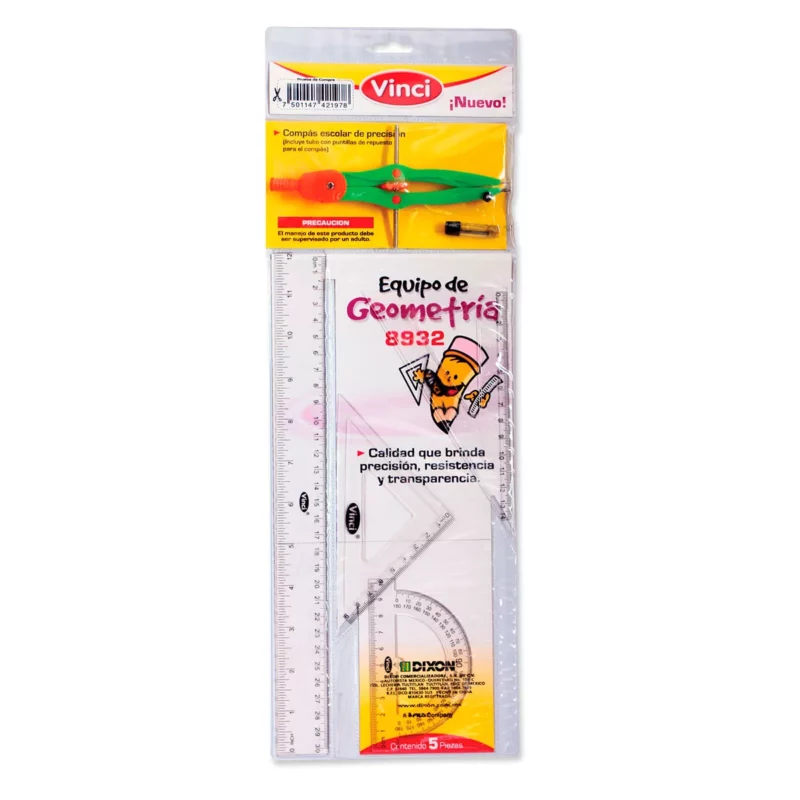 JUEGO GEOMETRICO REGULAR C/COMPAS 8049/8932 ATADO DE 2 PZAS.