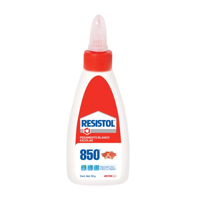 PEGAMENTO BLANCO RESISTOL 850 55GRS ATADO DE 12 PZAS.