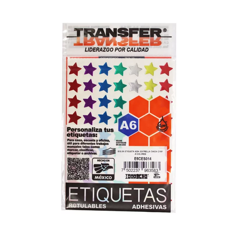 ETIQUETA ADHESIVA ESTRELLA CHICA COLORES ATADO DE 10 PZAS.