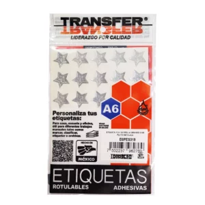 ETIQUETA ADHESIVA ESTRELLA GRANDE PLATA ATADO DE 10 PZAS.