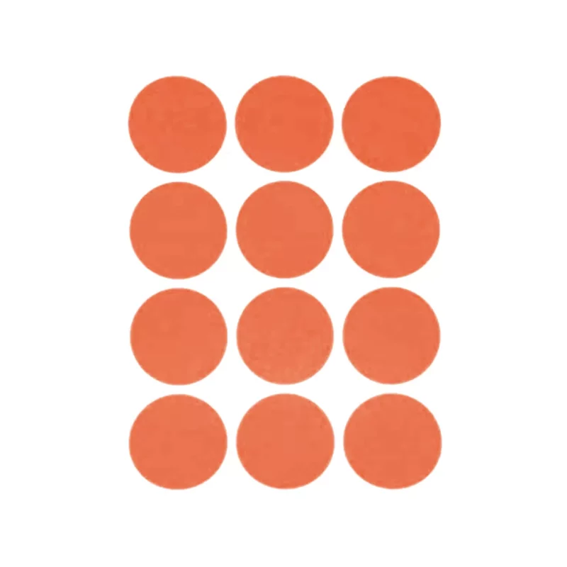 ETIQUETA ADHESIVA CIRCULO A6 NARANJA ATADO DE 10 PZAS.