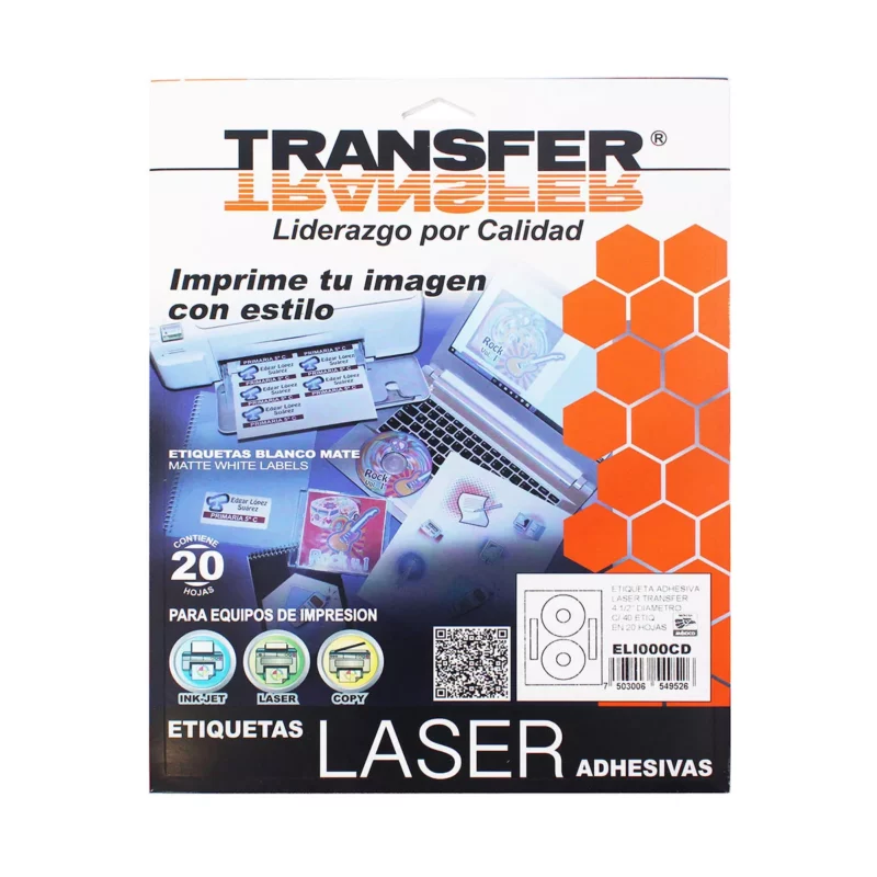 ETIQUETA ADHESIVA LASER PARA CD / DVD 11.7 MM C/40 ETIQUETAS