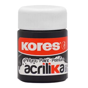 PINTURA ACRILICA KORES 20ML NEGRO ATADO DE 12 PZAS.