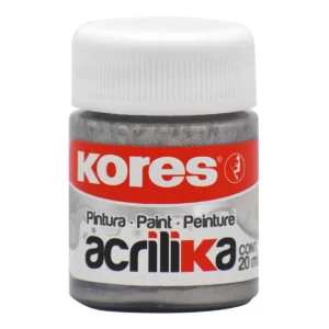 PINTURA ACRILICA KORES 20ML PLATA ATADO DE 12 PZAS.