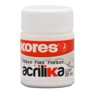 PINTURA ACRILICA KORES 20ML BLANCA ATADO DE 12 PZAS.
