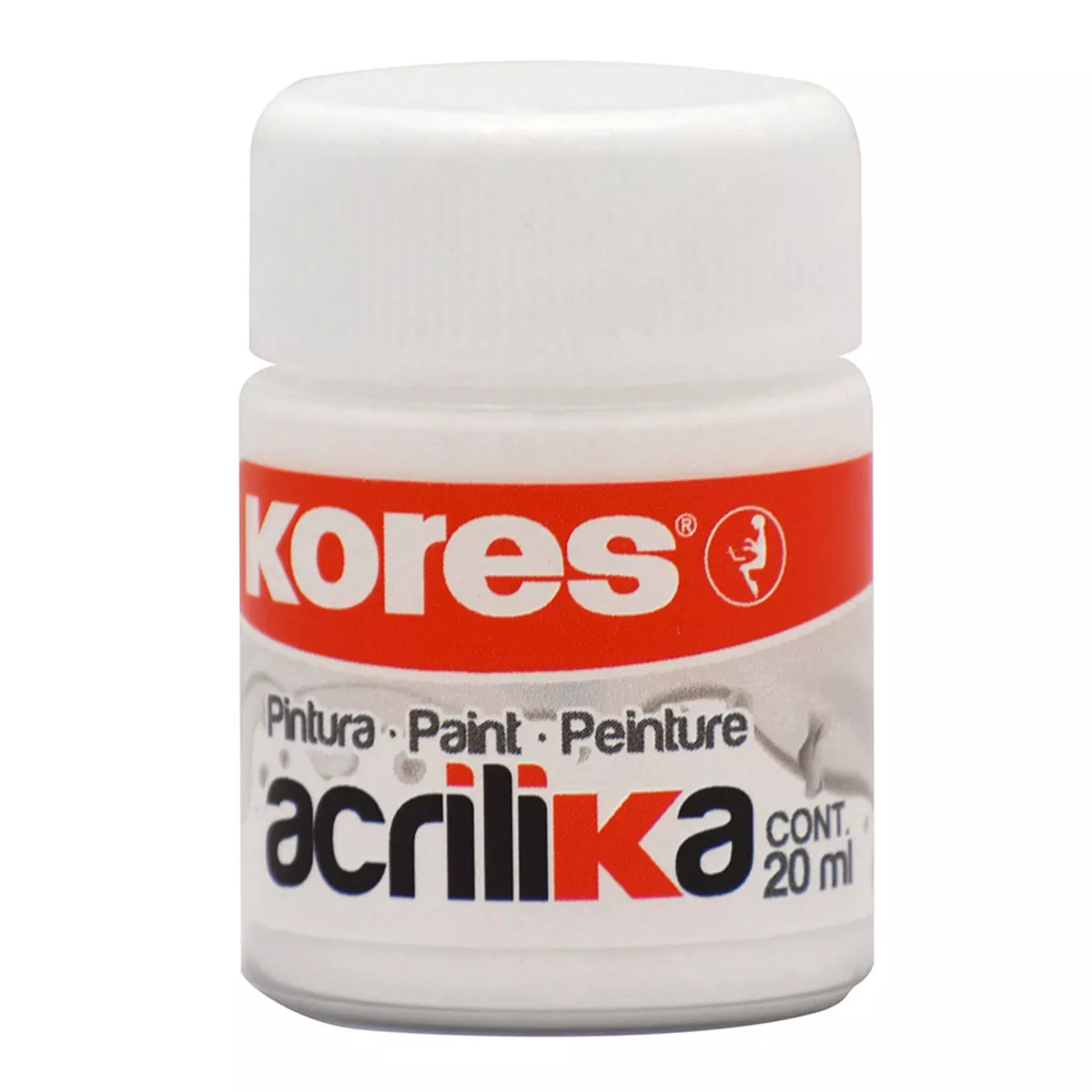 PINTURA ACRILICA KORES 20ML BLANCA ATADO DE 12 PZAS.