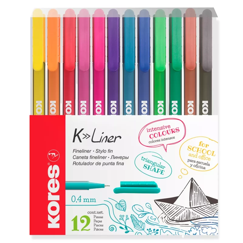 ROTULADOR K-LINER 0.4MM C/12 COLORES SURTIDOS 28112 ATADO DE 2 PZAS.