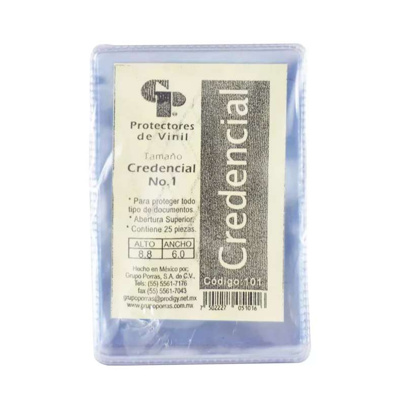 MICA CREDENCIAL 101 VINIL NO. 1 8.8X6.0 ATADO DE 25 PZAS.