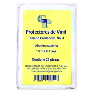MICA CREDENCIAL 104 VINIL NO. 4 12.1X8.1. ATADO DE 25 PZAS.