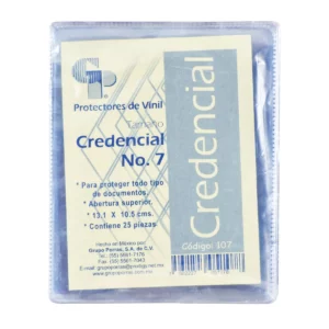 MICA CREDENCIAL 107 VINIL NO.7 13.1X10.5 ATADO DE 25 PZAS.