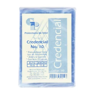 MICA CREDENCIAL 110 VINIL NO. 10 15X11.0 ATADO DE 25 PZAS.
