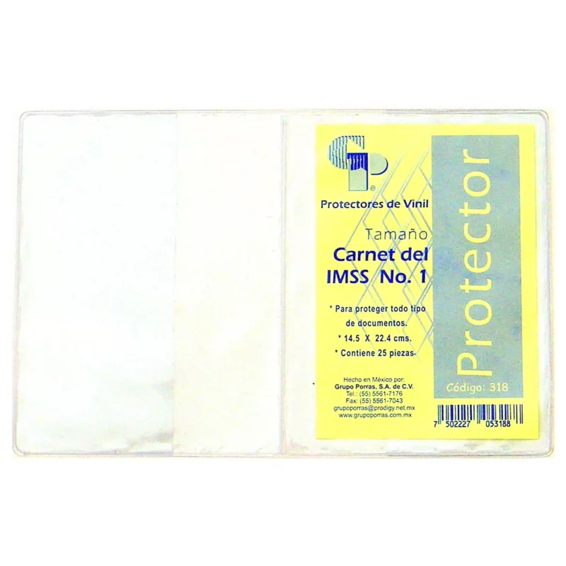 MICA CARNET DEL IMSS 14.5X22.4 NO.1 318 ATADO DE 25 PZAS.