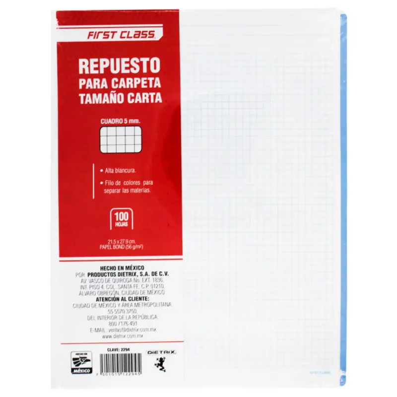 HOJA PARA CARPETA CARTA C/100 C5 ATADO DE 4 PZAS.