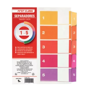 SEPARADOR CARTA DIETRIX 5 DIV 7620 ATADO DE 6 PZAS.