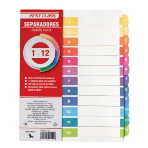 SEPARADOR CARTA DIETRIX 12 DIV 4128 ATADO DE 6 PZAS.