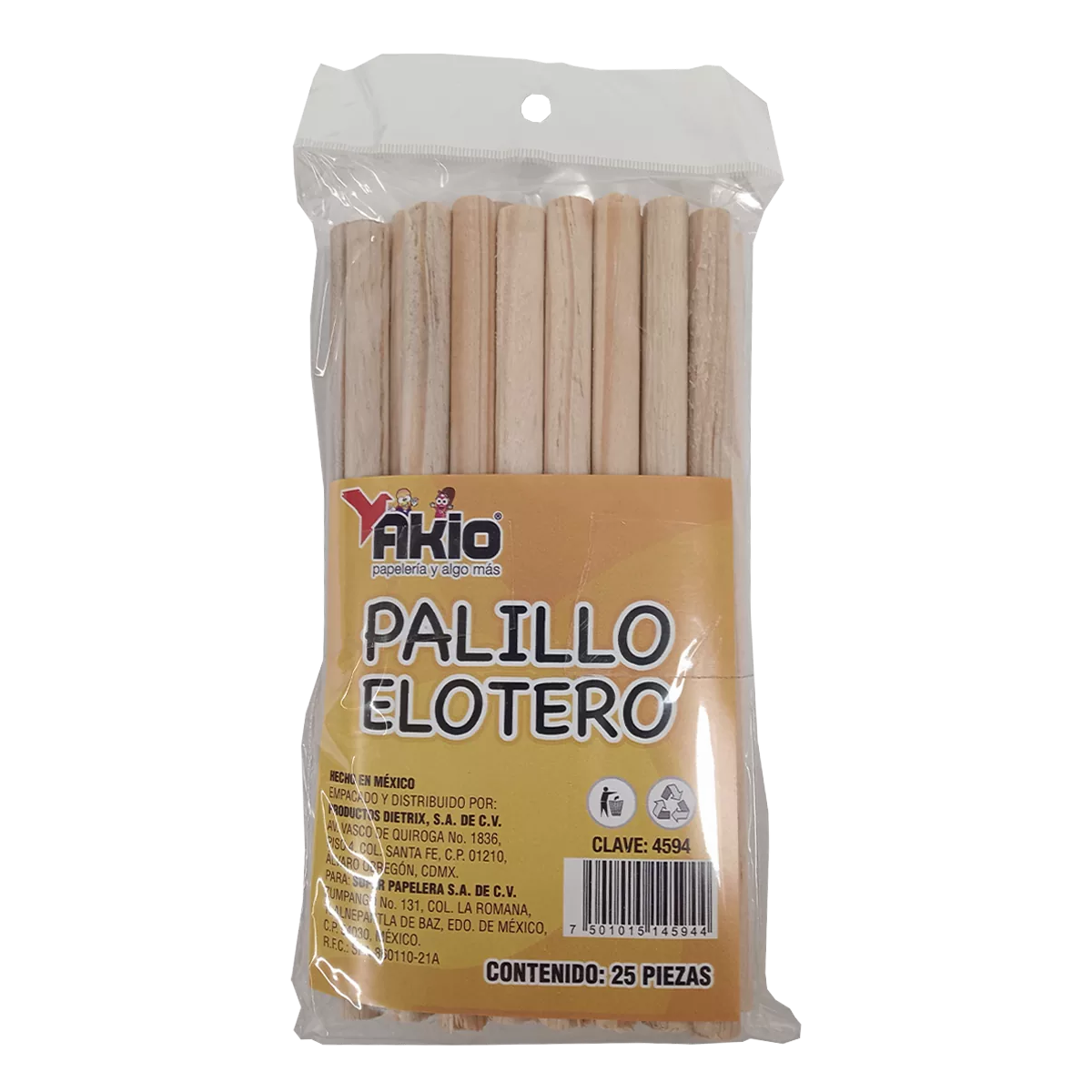 PALO ELOTERO SIN PUNTA AKIO C/25 ATADO DE 2 PZAS.