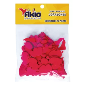 FOAMY CON ADHESIVO AKIO 4749 CORAZONES ATADO DE 2 PZAS.