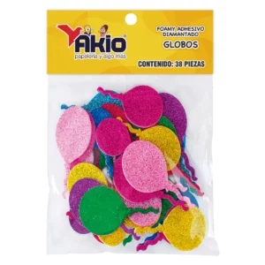 FOAMY DIAMANTADO ADHESIVO AKIO GLOBOS ATADO DE 2 PZAS.