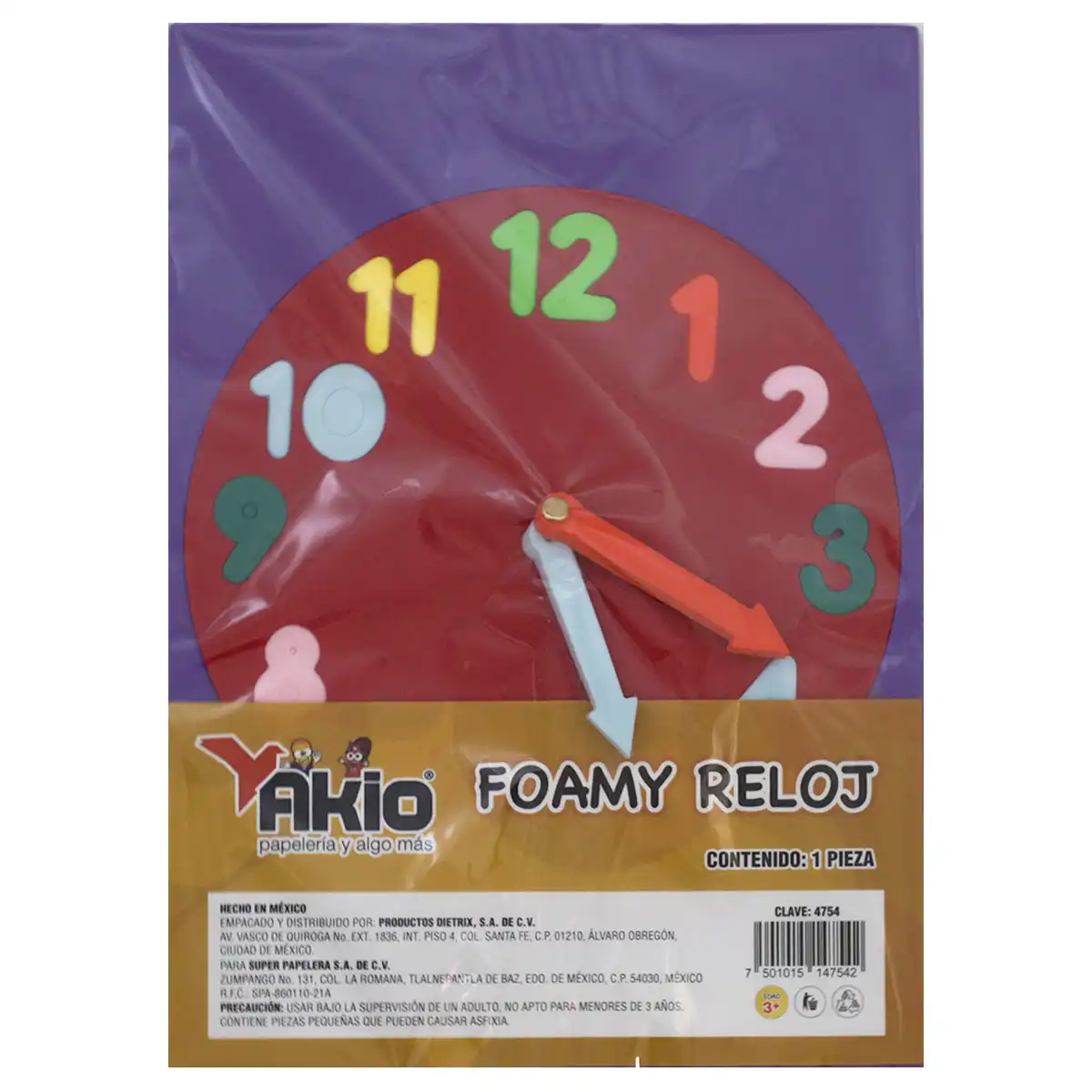FOAMY DIDACTICO AKIO 4754 RELOJ ATADO DE 2 PZAS.