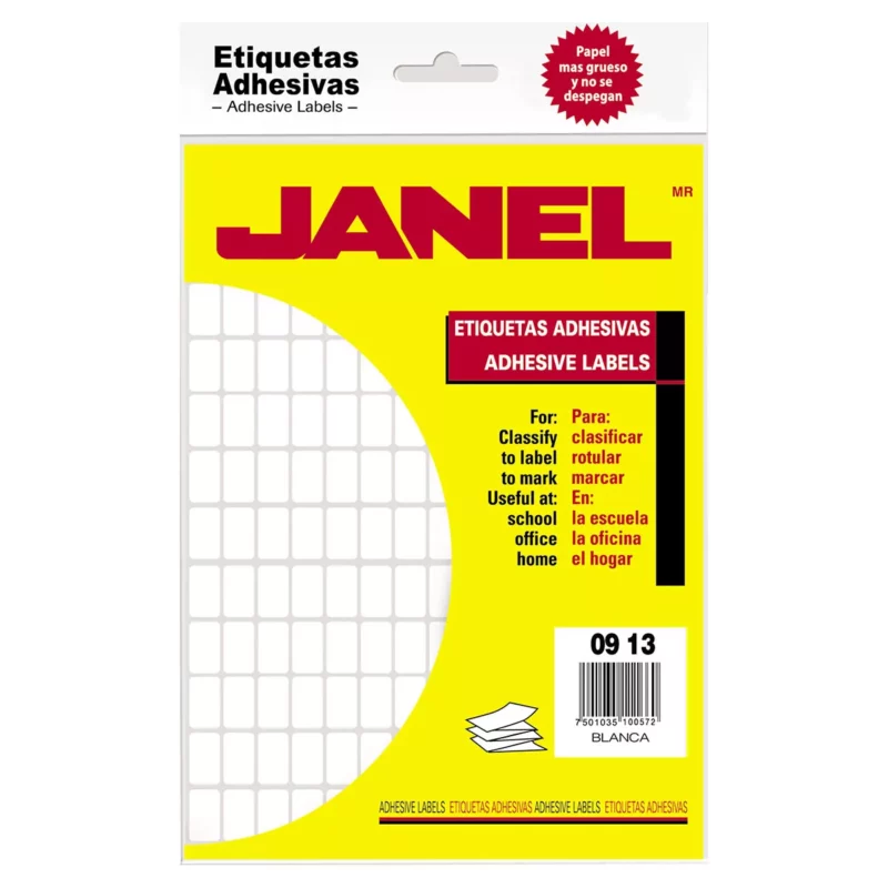 ETIQUETA CLASICA JANEL NO. 1 9MM X 13MM ATADO DE 2 PZAS.