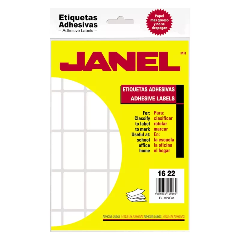 ETIQUETA CLASICA JANEL NO. 2 16MM X 22MM ATADO DE 2 PZAS.