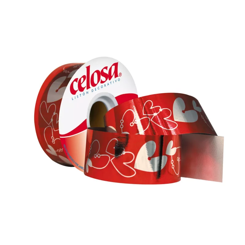 LISTON CELOSA METALICO NO. 9 CORAZON ROJO