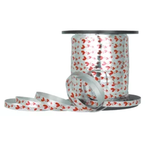 LISTON CURLING 704 6.5MM 200MTS METAL CORAZONES ROJO