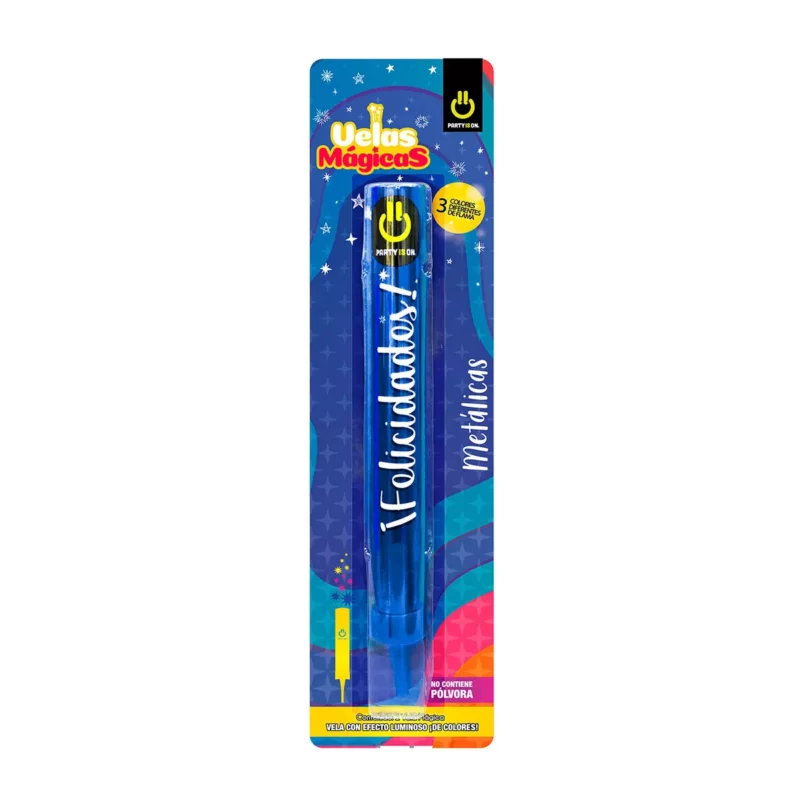 VELA MAGICA METALICA 14CM EFECTO LUMINOSO ATADO DE 3 PZAS.