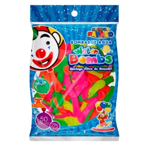 GLOBO PAYASO WATER BOMBS NEON C/50 NO.2 ATADO DE 5 PZAS.