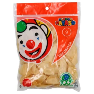 GLOBO PAYASO C/100 NO. 9 TRANSPARENTE