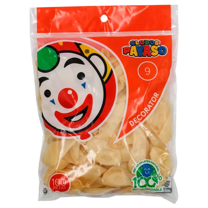 GLOBO PAYASO C/100 NO. 9 TRANSPARENTE