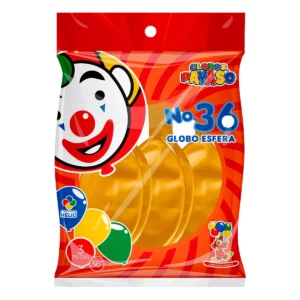 GLOBO PAYASO C/3 NO. 36 DORADO