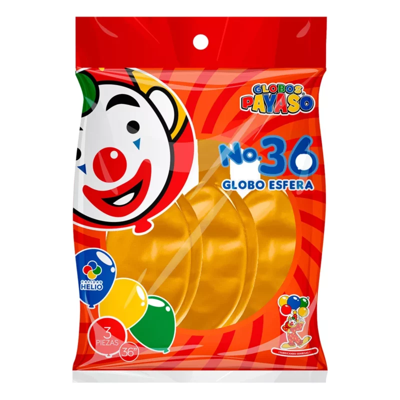 GLOBO PAYASO C/3 NO. 36 DORADO