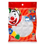 GLOBO PAYASO C/3 NO. 36 METAL PERLA BCO