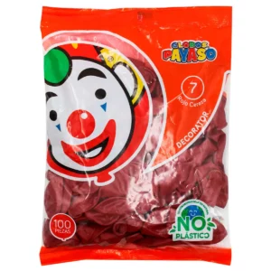 GLOBO FIESTA C/100 NO. 7 ROJO CEREZA