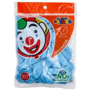 GLOBO FIESTA C/100 NO. 7 AZUL CIELO